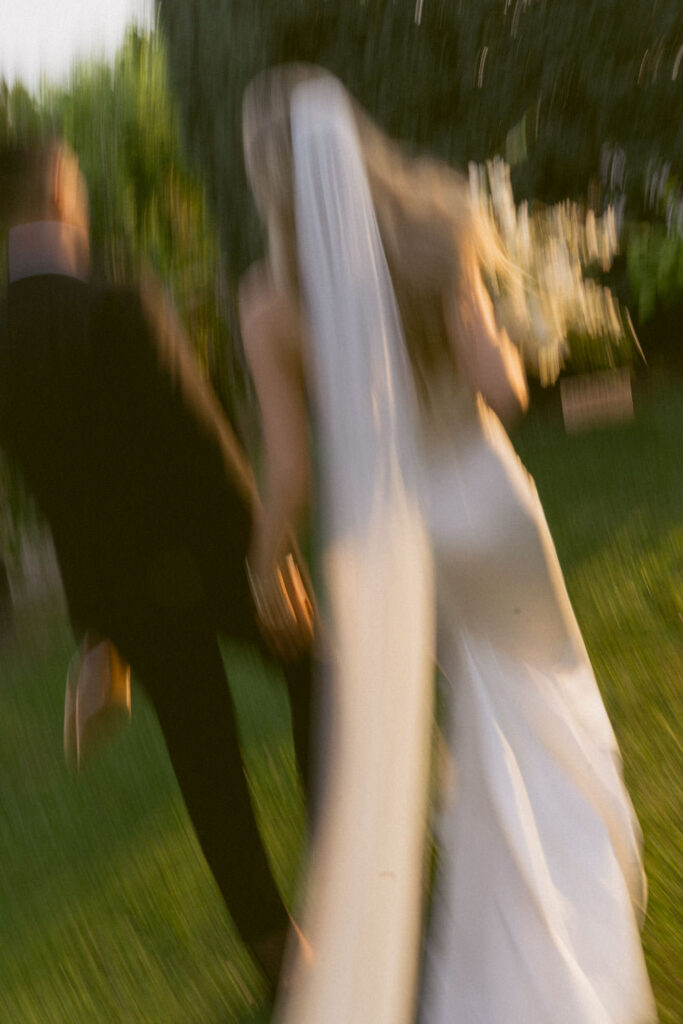 Bride and Groom Captured in Motion