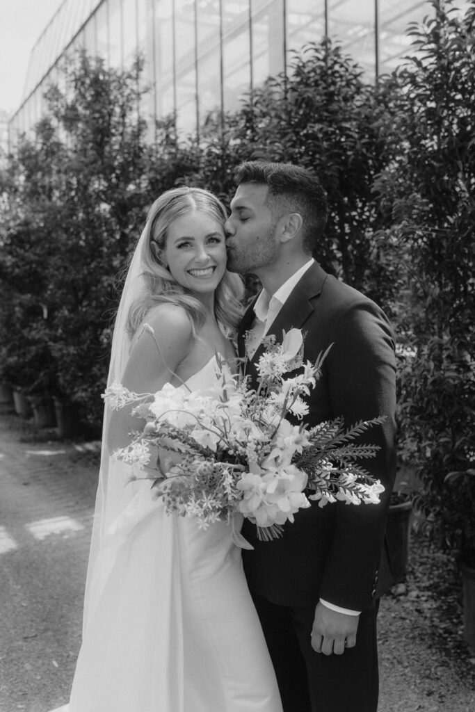 Bride and groom sharing a joyful moment at their Mallorca wedding